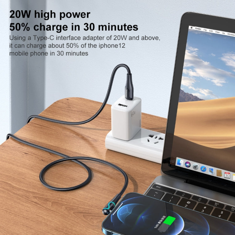 REMAX RC-192i Carrie Series PD 20W USB-C / Type-C to 8 Pin 90 Degree Elbow Fast Charging Gaming Data Cable, Cable Length: 1m(White) - 2 in 1 Cable by REMAX | Online Shopping South Africa | PMC TechLife | Buy Now Pay Later Mobicred