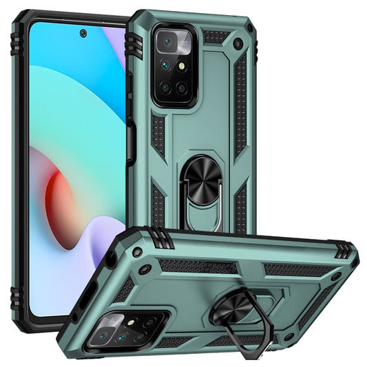 For Xiaomi Redmi 10 Shockproof TPU + PC Phone Case with 360 Degree Rotating Holder(Dark Green) - Xiaomi Cases by PMC Jewellery | Online Shopping South Africa | PMC Jewellery