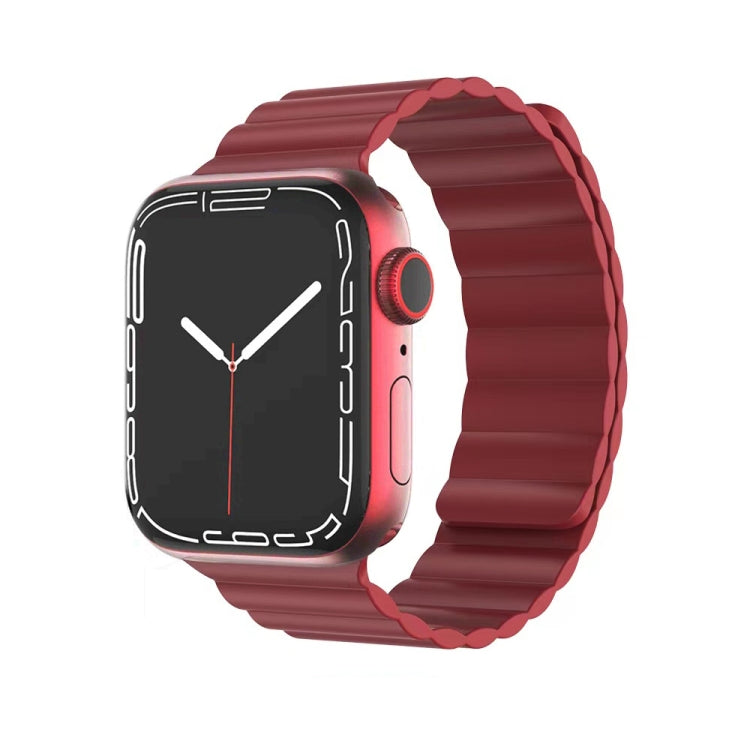 Mutural Liquid Silicone Magnetic Strap Watch Band For Apple Watch Series 9&8&7 41mm / SE 3&SE 2&6&SE&5&4 40mm / 3&2&1 38mm(Red) - free shipping - PMC TechLife - Order now!
