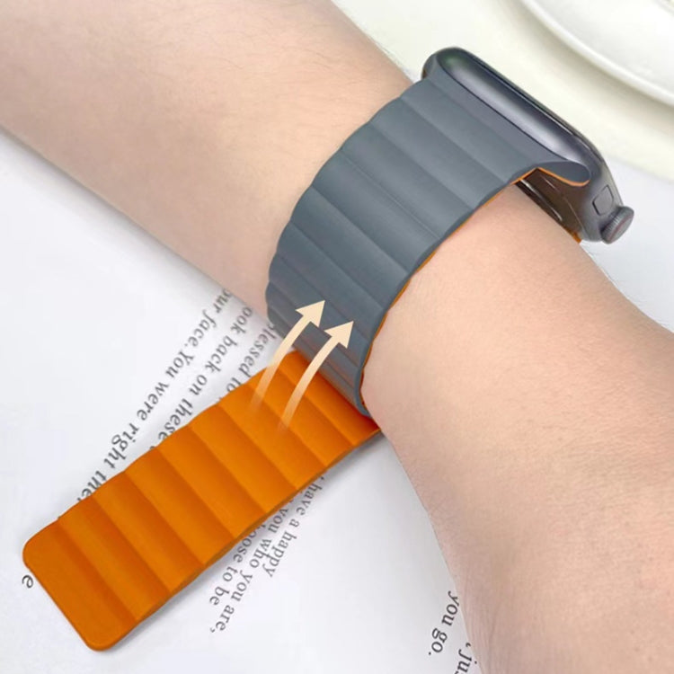 Mutural Moran Series Liquid Silicone Magnetic Strap Watch Band For Apple Watch Ultra 49mm&Watch Ultra 2 49mm / Series 9&8&7 45mm / SE 3&SE 2&6&SE&5&4 44mm / 3&2&1 42mm(Black + Yellow) - free shipping - PMC TechLife - Order now!