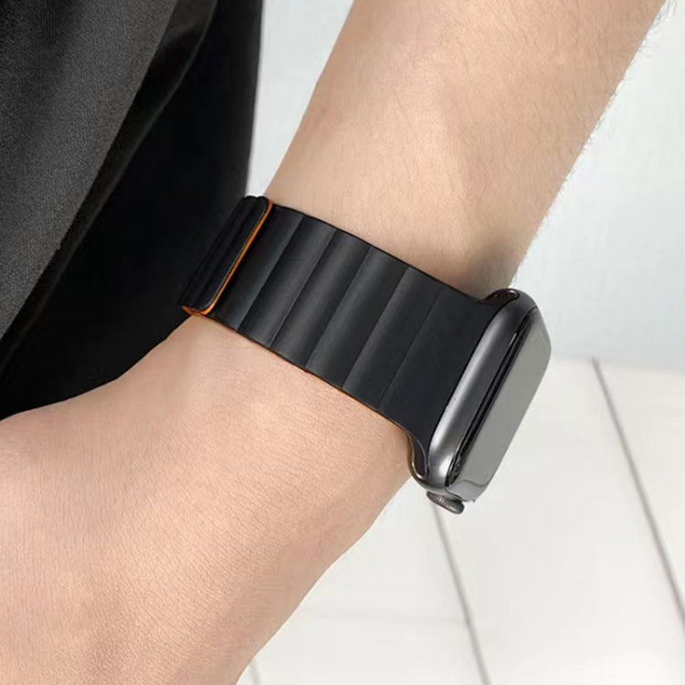 Mutural Moran Series Liquid Silicone Magnetic Strap Watch Band For Apple Watch Ultra 49mm&Watch Ultra 2 49mm / Series 9&8&7 45mm / SE 3&SE 2&6&SE&5&4 44mm / 3&2&1 42mm(Black + Yellow) - free shipping - PMC TechLife - Order now!