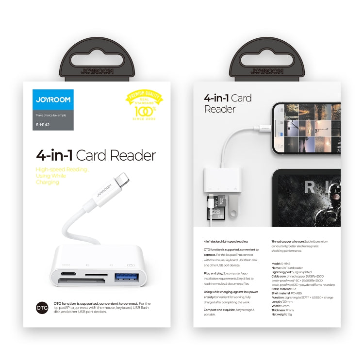 JOYROOM S-H142 4 in 1 8 Pin to SD / TF Card + 8 Pin Charge + USB Interface OTG Camera Reader Adapter(White) - Converter & Adapter by JOYROOM | Online Shopping South Africa | PMC TechLife | Buy Now Pay Later Mobicred