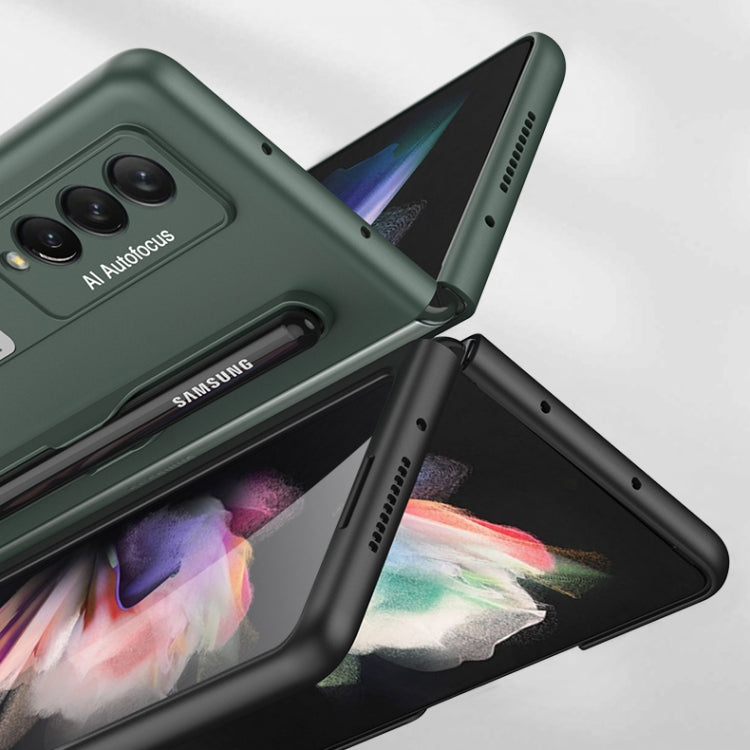 For Samsung Galaxy Z Fold3 5G GKK Ultra-thin PC Phone Flip Case with Holder & Pen Slot(Grey) - Galaxy Phone Cases by GKK | Online Shopping South Africa | PMC TechLife | Buy Now Pay Later Mobicred