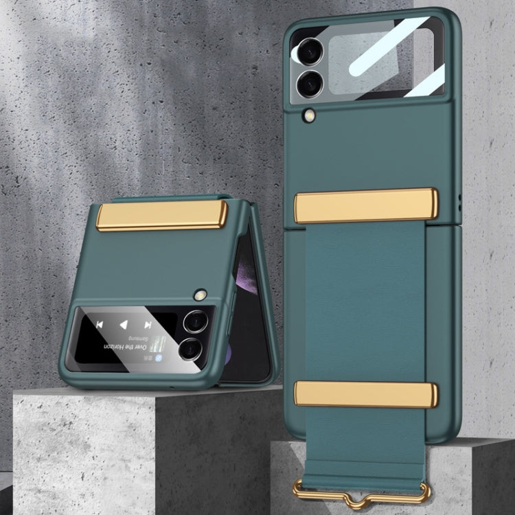 For Samsung Galaxy Z Flip3 5G GKK Ultra-thin Full Coverage Phone Case with Wristband(Green) - Galaxy Phone Cases by GKK | Online Shopping South Africa | PMC TechLife | Buy Now Pay Later Mobicred