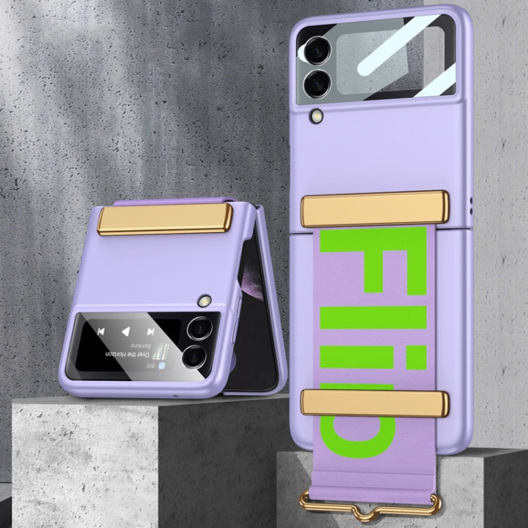 For Samsung Galaxy Z Flip3 5G GKK Ultra-thin Full Coverage Phone Flip Case with Wristband(Purple) - free shipping - PMC TechLife - Order now!