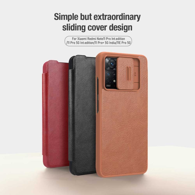 For Xiaomi Redmi Note 11 Pro Global / 11 Pro 5G Global / 11 Pro+ 5G India / 11E Pro 5G NILLKIN QIN Series Pro Crazy Horse Texture Leather Case(Red) - free shipping - PMC TechLife - Order now!