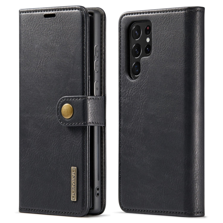 For Samsung Galaxy S22 Ultra 5G DG.MING Crazy Horse Texture Detachable Magnetic Leather Phone Case(Black) - Galaxy S22 Ultra 5G Cases by DG.MING | Online Shopping South Africa | PMC TechLife | Buy Now Pay Later Mobicred