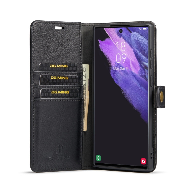 For Samsung Galaxy S22 Ultra 5G DG.MING Crazy Horse Texture Detachable Magnetic Leather Phone Case(Black) - Galaxy S22 Ultra 5G Cases by DG.MING | Online Shopping South Africa | PMC TechLife | Buy Now Pay Later Mobicred