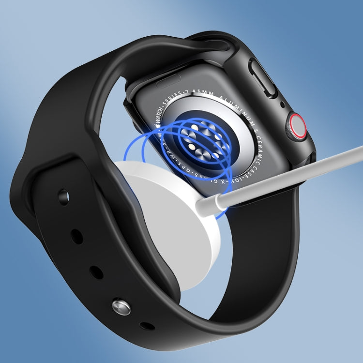 ROCK 2 in 1 PC Frame + Tempered Glass Protector Case For Apple Watch Series 9 / 8 / 7 45mm(Black) - Watch Cases by ROCK | Online Shopping South Africa | PMC TechLife | Buy Now Pay Later Mobicred