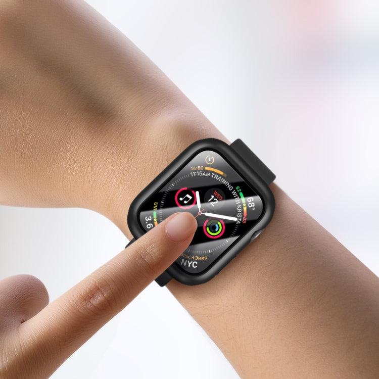 ROCK 2 in 1 PC Frame + Tempered Glass Protector Case For Apple Watch Series 9 / 8 / 7 45mm(Black) - Watch Cases by ROCK | Online Shopping South Africa | PMC TechLife | Buy Now Pay Later Mobicred