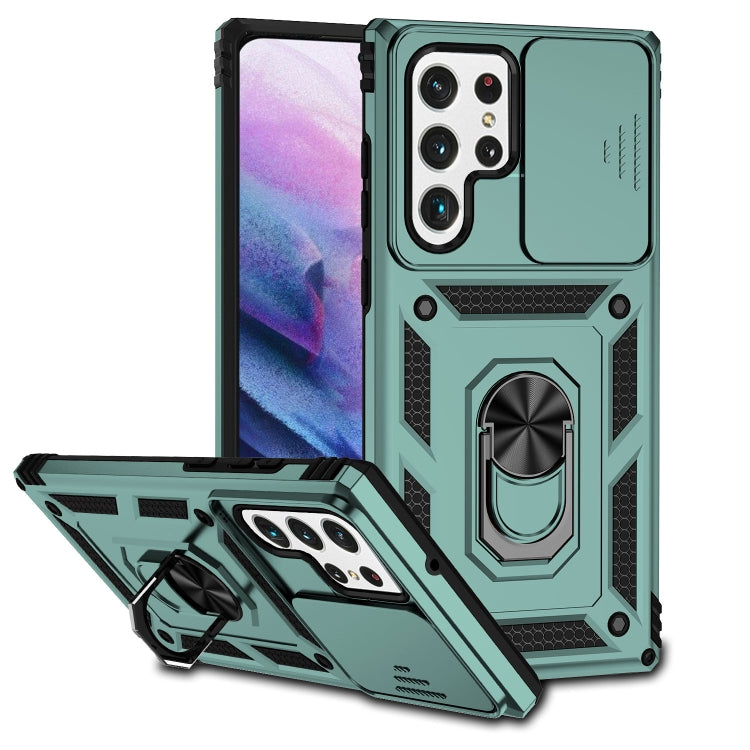 For Samsung Galaxy S22 Ultra 5G Sliding Camshield Holder Phone Case(Dark Green) - free shipping - PMC TechLife - Order now!