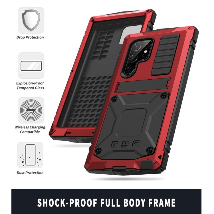 For Samsung Galaxy S22 Ultra 5G R-JUST Metal + Silicone Holder Phone Case(Red) - free shipping - PMC TechLife - Order now!