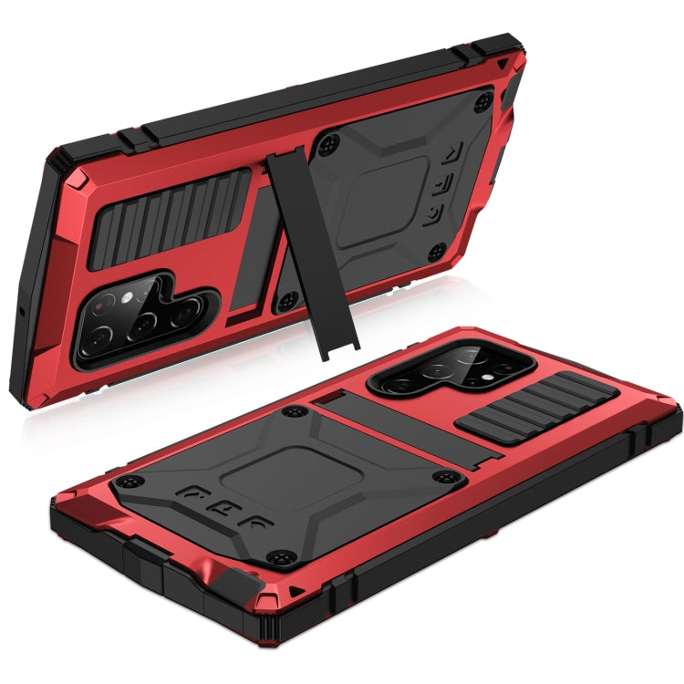 For Samsung Galaxy S22 Ultra 5G R-JUST Metal + Silicone Holder Phone Case(Red) - free shipping - PMC TechLife - Order now!