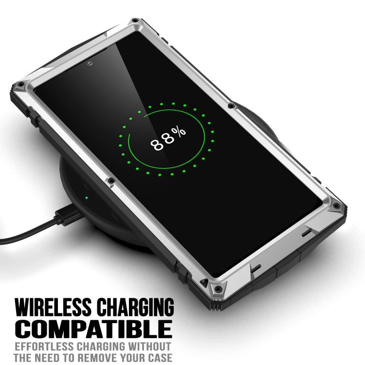 For Samsung Galaxy S22 Ultra 5G R-JUST Metal + Silicone Holder Phone Case(Silver) - Galaxy S22 Ultra 5G Cases by R-JUST | Online Shopping South Africa | PMC TechLife | Buy Now Pay Later Mobicred