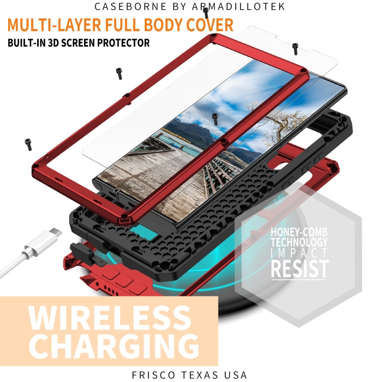 For Samsung Galaxy S22 Ultra 5G R-JUST Sliding Camera Metal + Silicone Holder Phone Case(Red) - free shipping - PMC TechLife - Order now!