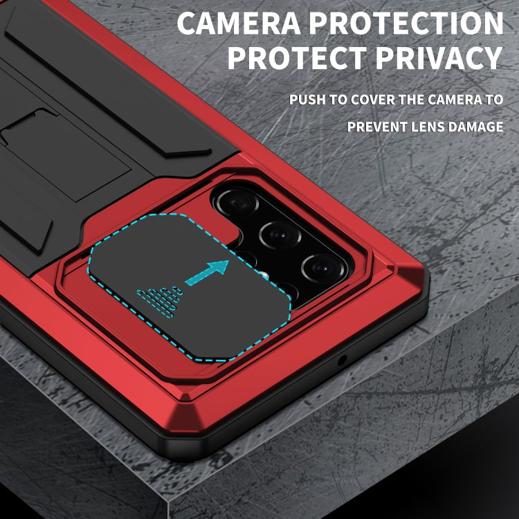 For Samsung Galaxy S22 Ultra 5G R-JUST Sliding Camera Metal + Silicone Holder Phone Case(Red) - free shipping - PMC TechLife - Order now!