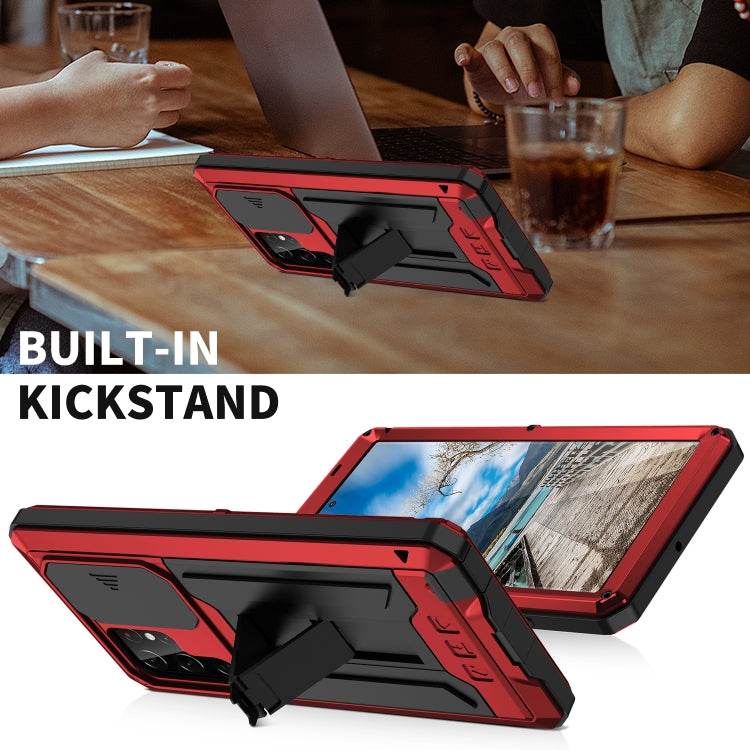 For Samsung Galaxy S22 Ultra 5G R-JUST Sliding Camera Metal + Silicone Holder Phone Case(Red) - free shipping - PMC TechLife - Order now!