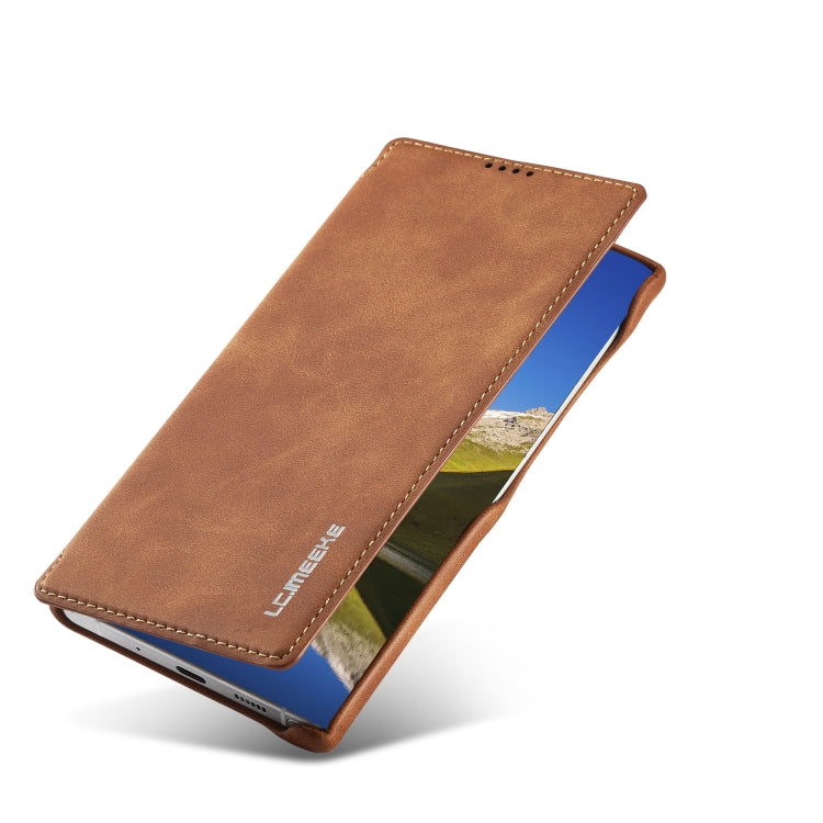 For Samsung Galaxy S22 Ultra 5G LC.IMEEKE Hon Ancient Series Horizontal Flip Leather Phone Case(Brown) - Galaxy S22 Ultra 5G Cases by LC.IMEEKE | Online Shopping South Africa | PMC TechLife | Buy Now Pay Later Mobicred