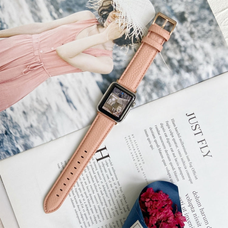20mm Small Waist Lychee Texture Leather Watch Band(Coffee)