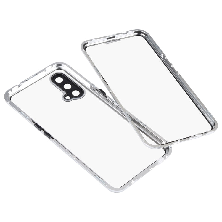 For OnePlus Nord CE 5G Full Cover Magnetic Metal Tempered Glass Phone Case(Silver) - OnePlus Cases by PMC TechLife | Online Shopping South Africa | PMC TechLife