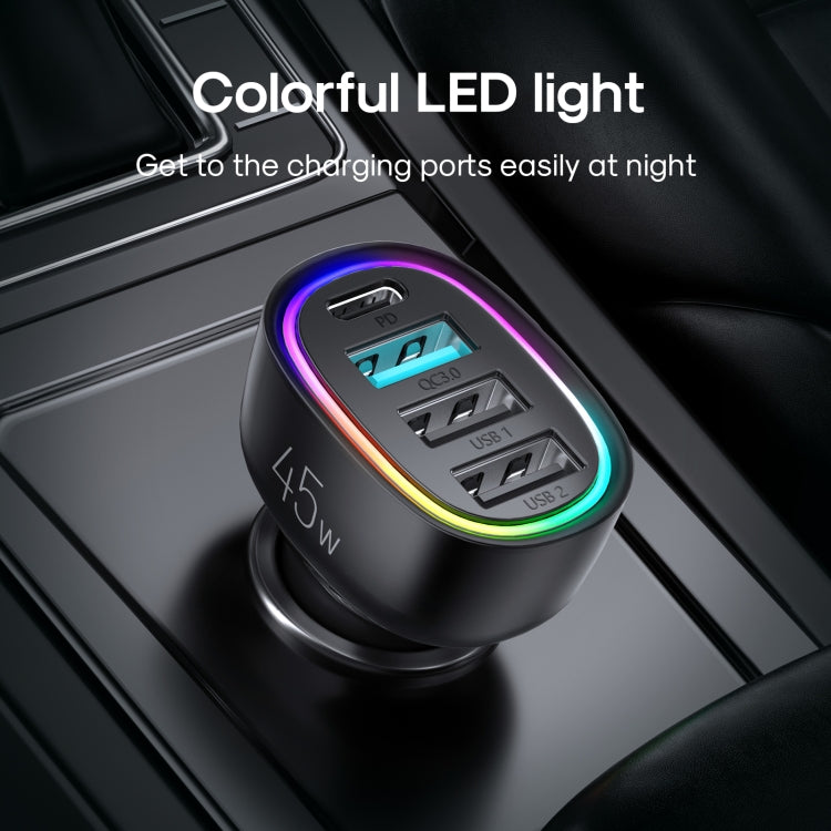 JOYROOM JR-CL09 45W PD+QC 3.0+Dual USB 4 Ports Fast Charging Car Charger(Black) - Car Charger by JOYROOM | Online Shopping South Africa | PMC Jewellery