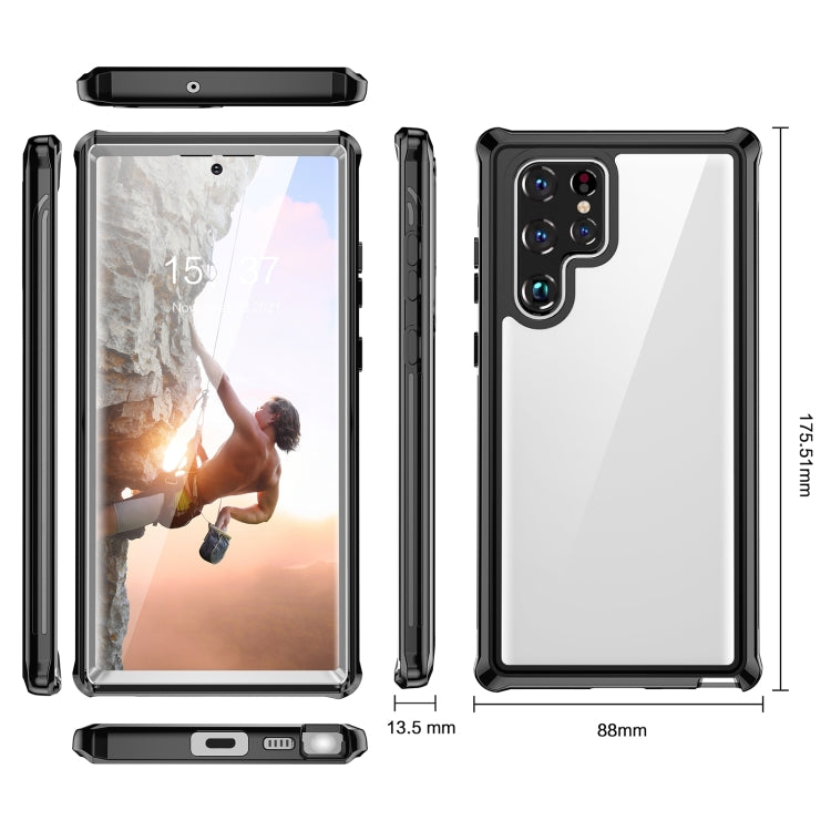 For Samsung Galaxy S22 Ultra 5G RedPepper Transparent Dot Shockproof Waterproof PC + TPU Phone Case(Black) - Galaxy S22 Ultra 5G Cases by RedPepper | Online Shopping South Africa | PMC TechLife | Buy Now Pay Later Mobicred