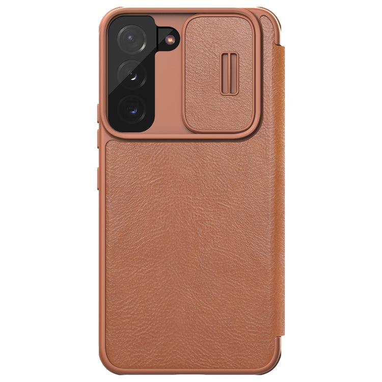For Samsung Galaxy S22+ 5G NILLKIN QIN Series Pro Sliding Camera Cover Design Leather Phone Case(Brown) - Galaxy S22+ 5G Cases by NILLKIN | Online Shopping South Africa | PMC TechLife | Buy Now Pay Later Mobicred