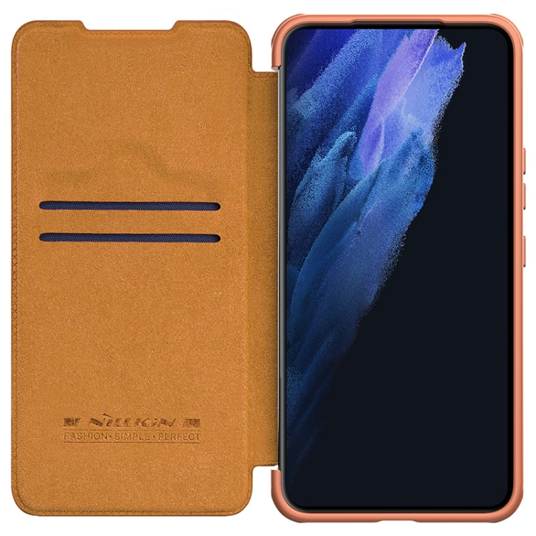 For Samsung Galaxy S22+ 5G NILLKIN QIN Series Pro Sliding Camera Cover Design Leather Phone Case(Brown) - Galaxy S22+ 5G Cases by NILLKIN | Online Shopping South Africa | PMC TechLife | Buy Now Pay Later Mobicred