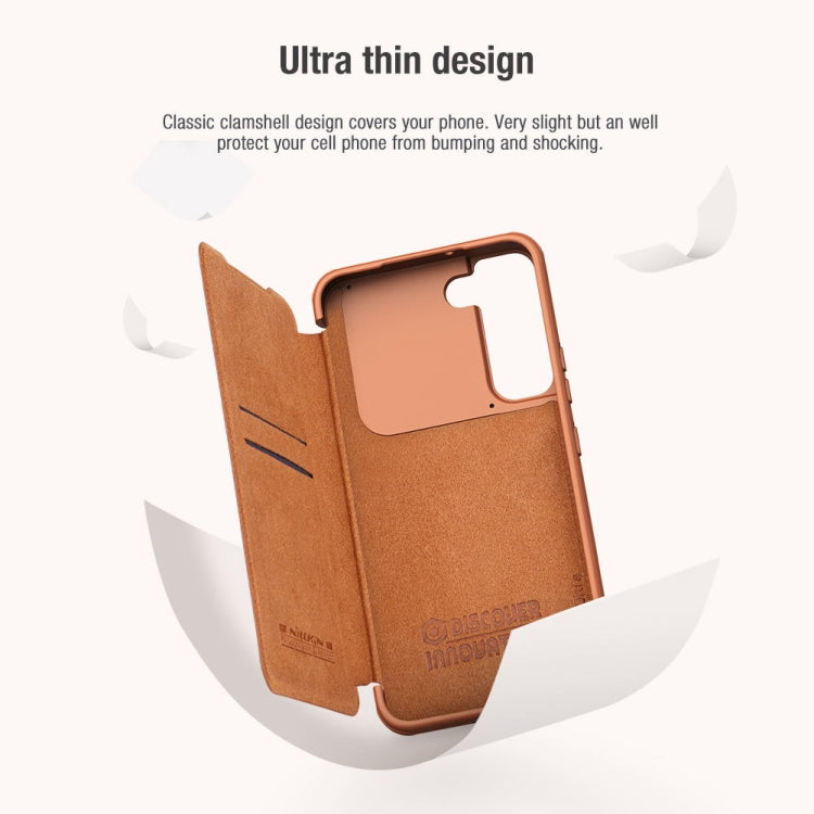 For Samsung Galaxy S22+ 5G NILLKIN QIN Series Pro Sliding Camera Cover Design Leather Phone Case(Brown) - Galaxy S22+ 5G Cases by NILLKIN | Online Shopping South Africa | PMC TechLife | Buy Now Pay Later Mobicred
