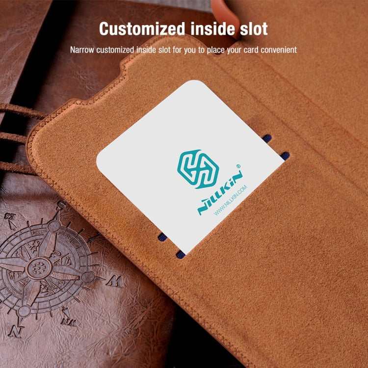 For Samsung Galaxy S22+ 5G NILLKIN QIN Series Pro Sliding Camera Cover Design Leather Phone Case(Brown) - Galaxy S22+ 5G Cases by NILLKIN | Online Shopping South Africa | PMC TechLife | Buy Now Pay Later Mobicred