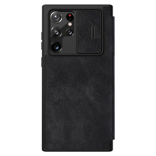 For Samsung Galaxy S22 Ultra 5G NILLKIN QIN Series Pro Sliding Camera Cover Design Leather Phone Case(Black) - Galaxy S22 Ultra 5G Cases by NILLKIN | Online Shopping South Africa | PMC Jewellery