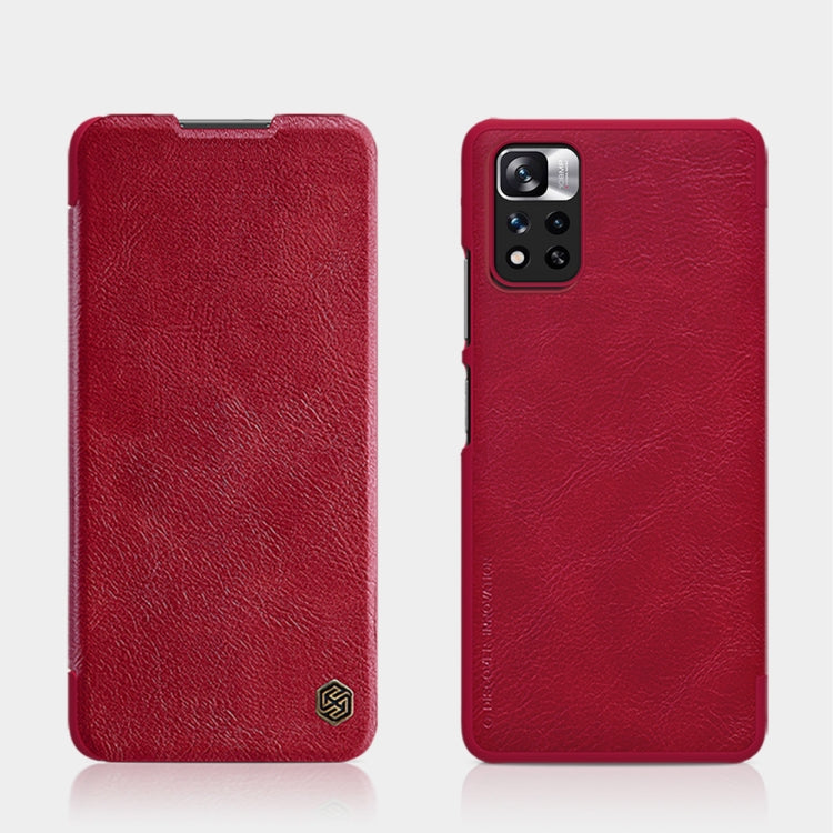 For Xiaomi Redmi Note 11 5G / 11T 5G / Poco M4 Pro 5G / 11S 5G NILLKIN QIN Series Crazy Horse Texture Leather Phone Case(Red) - Xiaomi Cases by NILLKIN | Online Shopping South Africa | PMC TechLife