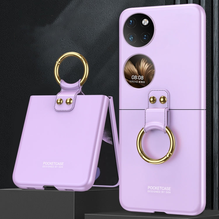 For Huawei P50 Pocket GKK Ultra-thin Full Coverage Phone Case with Ring(Purple) - Huawei Cases by GKK | Online Shopping South Africa | PMC Jewellery