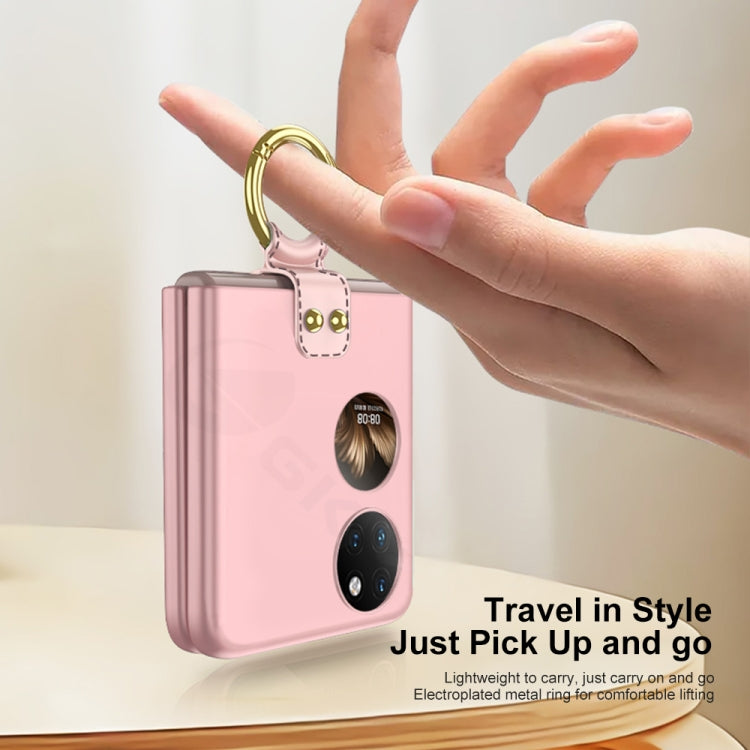 For Huawei P50 Pocket GKK Ultra-thin Full Coverage Phone Case with Ring(Pink) - Huawei Cases by GKK | Online Shopping South Africa | PMC Jewellery