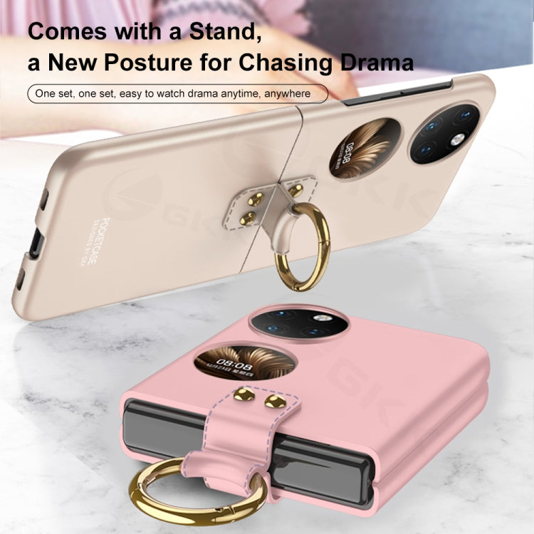 For Huawei P50 Pocket GKK Ultra-thin Full Coverage Phone Case with Ring(White) - Huawei Cases by GKK | Online Shopping South Africa | PMC Jewellery