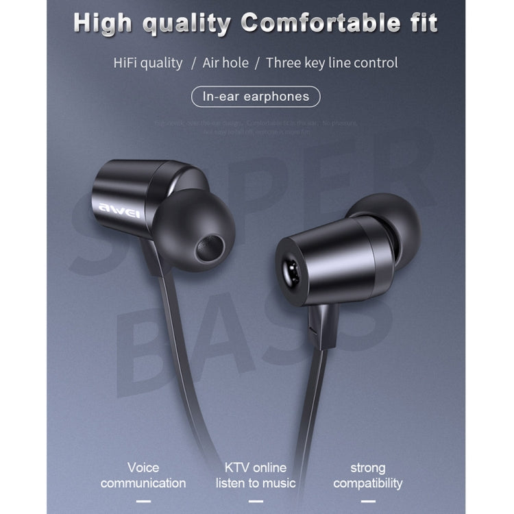 awei L1 Stereo Surround In-ear Wired Earphone(Black) - In Ear Wired Earphone by awei | Online Shopping South Africa | PMC Jewellery