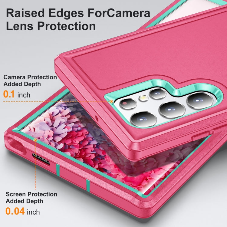 For Samsung Galaxy S22 Ultra 5G 3 in 1 Rugged Holder Phone Case(Pink+Blue) - free shipping - PMC TechLife - Order now!