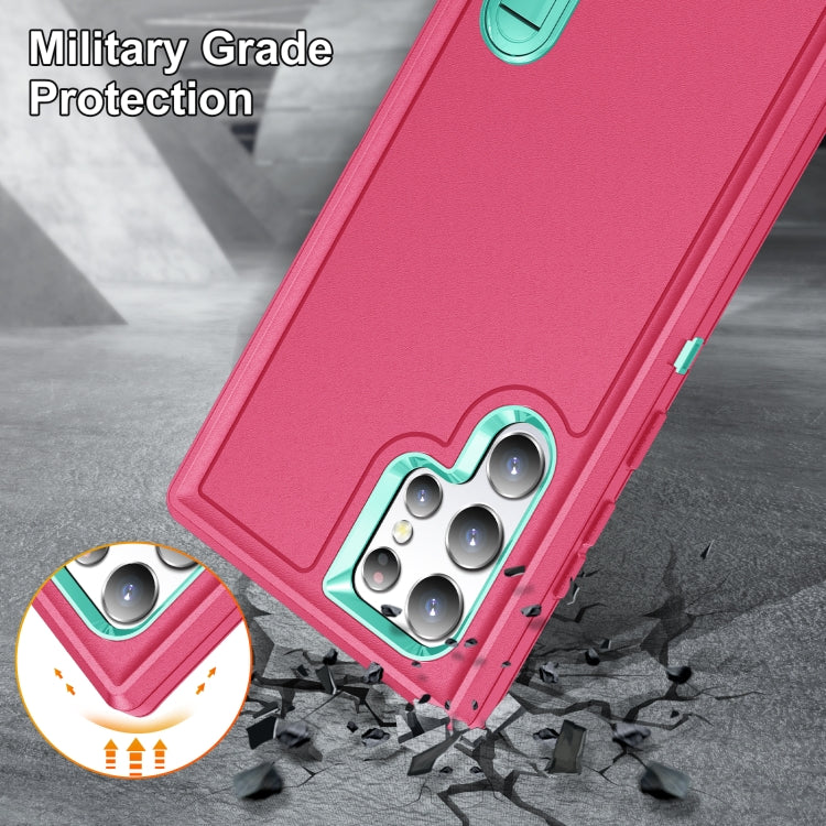 For Samsung Galaxy S22 Ultra 5G 3 in 1 Rugged Holder Phone Case(Pink+Blue) - free shipping - PMC TechLife - Order now!