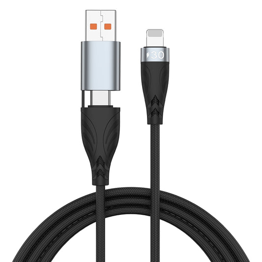 ADC-008 2 in 1 PD 30W USB + USB-C / Type-C to 8 Pin Flash Charge Data Cable, Cable Length:1m(Black Grey) - Multifunction Cable by PMC Jewellery | Online Shopping South Africa | PMC Jewellery