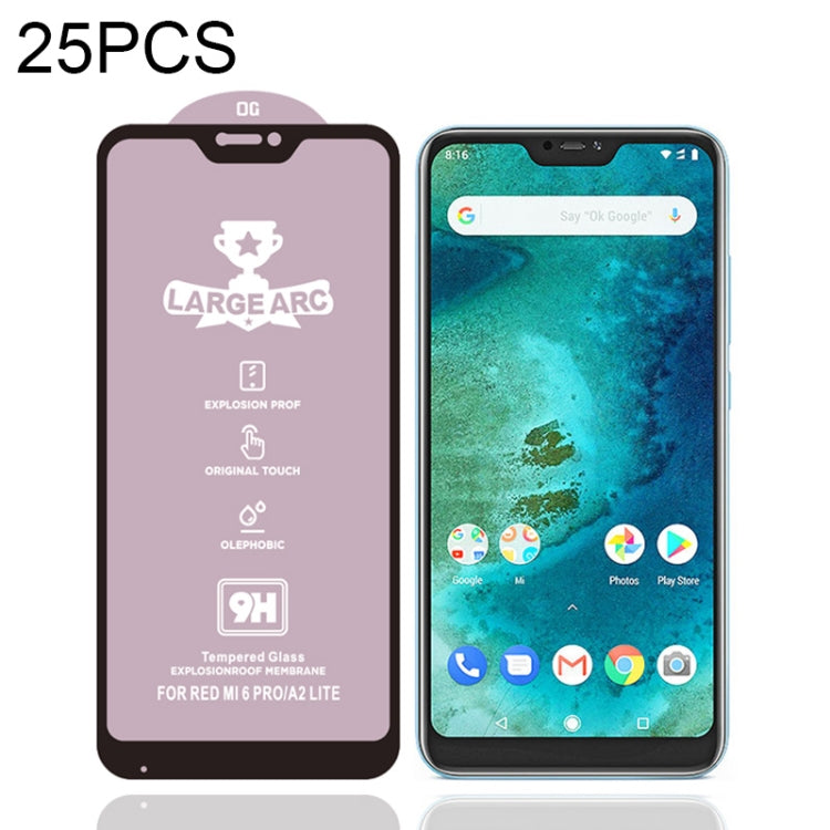 25 PCS 9H HD Large Arc High Alumina Full Screen Tempered Glass Film for Xiaomi Mi A2 Lite -  by PMC Jewellery | Online Shopping South Africa | PMC Jewellery