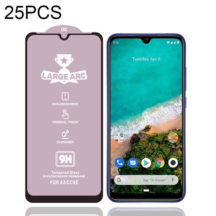 25 PCS 9H HD Large Arc High Alumina Full Screen Tempered Glass Film for Xiaomi Mi A3 -  by PMC Jewellery | Online Shopping South Africa | PMC Jewellery