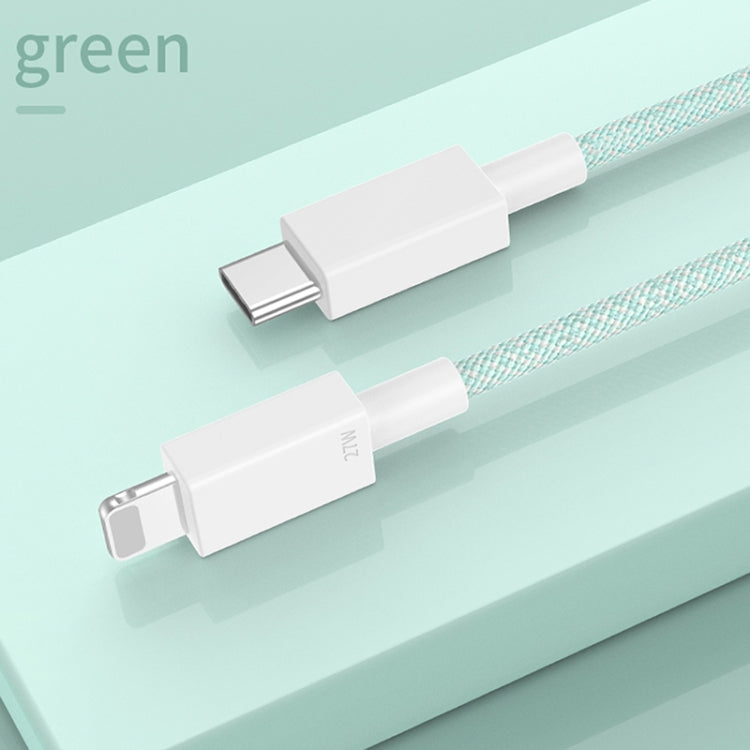 27W PD USB-C / Type-C to 8 Pin Fast Charging Braided Data Cable, Cable Length: 1m(Green) - 2 in 1 Cable by PMC Jewellery | Online Shopping South Africa | PMC Jewellery