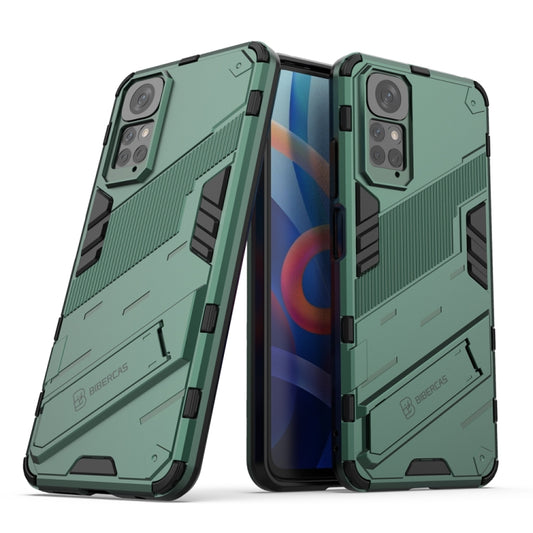 For Xiaomi Redmi Note 11 / Note 11S Global Punk Armor 2 in 1 PC + TPU Shockproof Phone Case with Invisible Holder(Green) - Xiaomi Cases by PMC Jewellery | Online Shopping South Africa | PMC Jewellery