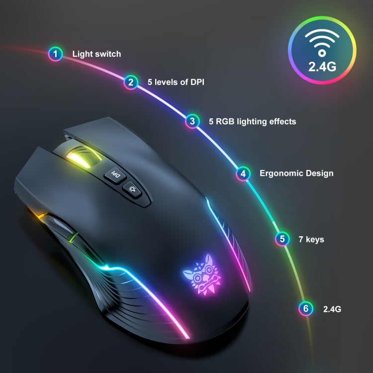 ONIKUMA CW905 2.4G RGB Lighting Wireless Mouse(Black) - free shipping - PMC TechLife - Order now!