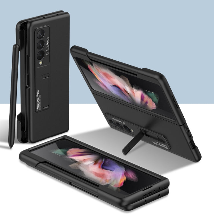 For Samsung Galaxy Z Fold3 5G GKK Ultra-thin PC Phone Flip Case with Holder & Side Pen Slot(Black) - Galaxy Phone Cases by GKK | Online Shopping South Africa | PMC Jewellery