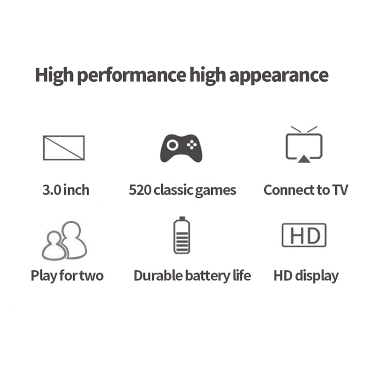 S8 3.0 inch Screen Classic Handheld Game Console Built-in 520 Games(Black) - Pocket Console by PMC TechLife | Online Shopping South Africa | PMC TechLife | Buy Now Pay Later Mobicred