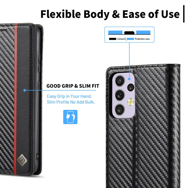 For Samsung Galaxy A33 5G LC.IMEEKE Carbon Fiber PU + TPU Leather Phone Case(Vertical Black) - Galaxy Phone Cases by LC.IMEEKE | Online Shopping South Africa | PMC TechLife | Buy Now Pay Later Mobicred