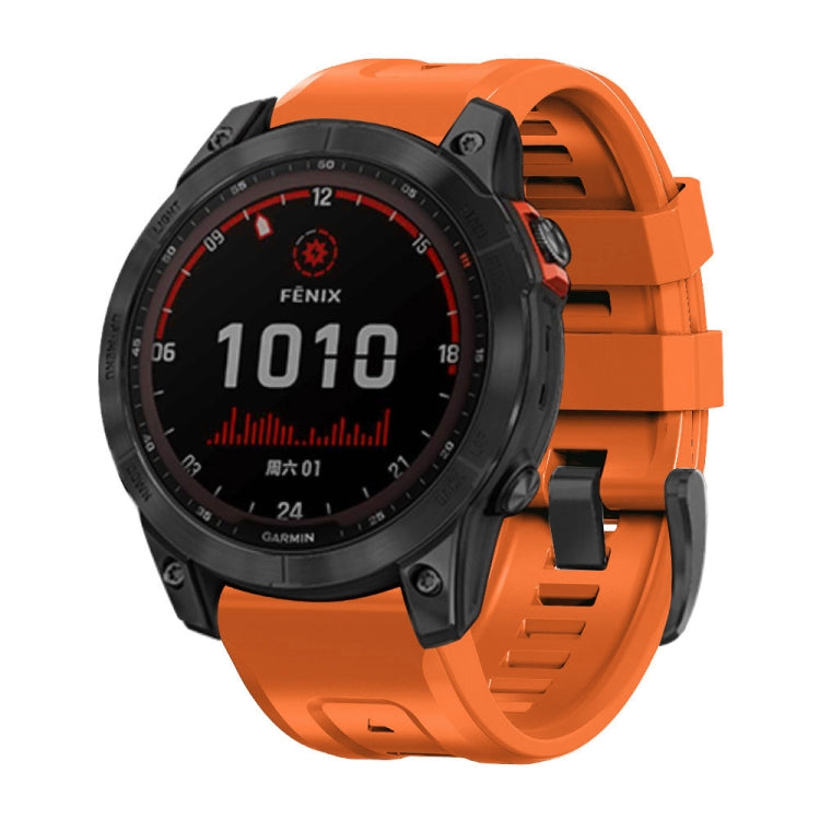 Compatible with Garmin Fenix 7X / 6X / 5X 26mm Black Buckle Silicone Watch Band(Orange) - Watch Bands by PMC TechLife | Online Shopping South Africa | PMC TechLife | Buy Now Pay Later Mobicred