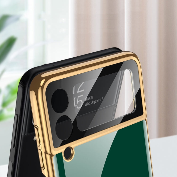 For Samsung Galaxy Z Flip3 5G GKK Integrated Solid Color Plating Phone Case with Ring Holder(Emerald Green) - Galaxy Phone Cases by GKK | Online Shopping South Africa | PMC Jewellery