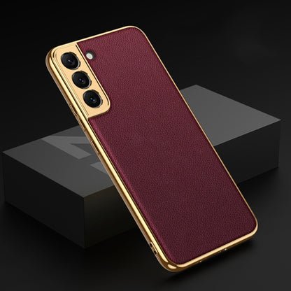 For Samsung Galaxy S22 5G GKK Plating TPU + Leather Full Coverage Phone Case(Red) - Galaxy S22 5G Cases by GKK | Online Shopping South Africa | PMC Jewellery